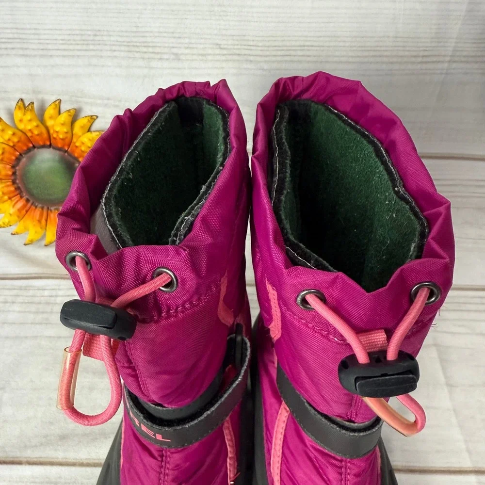 Sorel Kids Flurry Waterproof Winter Snow Boots Pink Girls Size 2